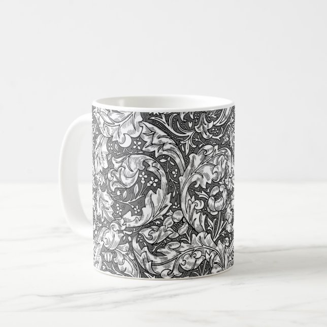 Art nouveau Acanthus Löv and Flowers, Grått Kaffemugg (Framsida vänster)