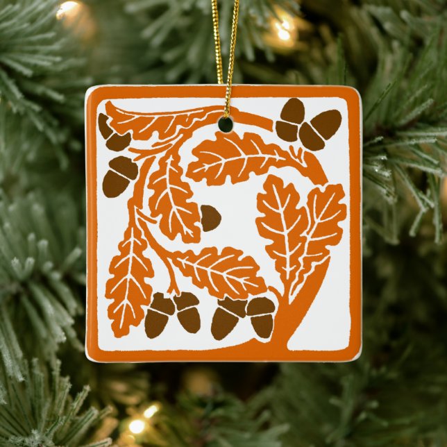 Art nouveau Acorns och Oak Löv Julgransprydnad Keramik (Träd)