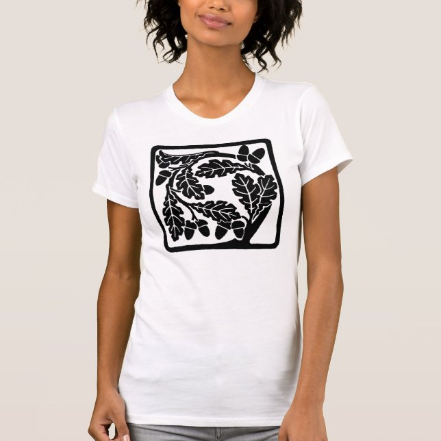 Art nouveau Acorns och Oak Löv T Shirt (Framsida)