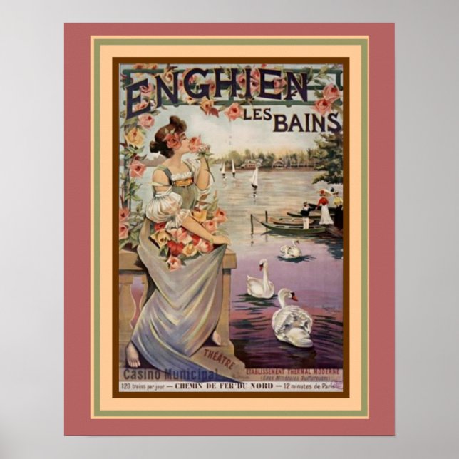 Art nouveau Ad ’Enghien Les Bains’ 16 x 20 Poster (Framsidan)