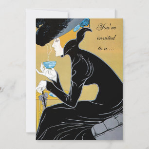 Art nouveau Aeftermiddag Tea Inbjudningskort för m