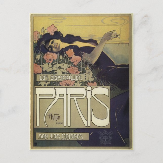 art nouveau ~ Aleardo Villa ~ Paris Vykort (Framsida)