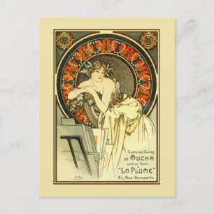 Art nouveau Alfons Mucha, portfölj och Vykort