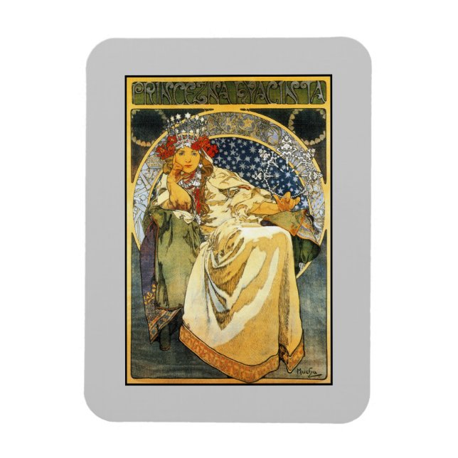 Art nouveau Alfons Mucha Princess Hyacinth Magnet (Vertikal)