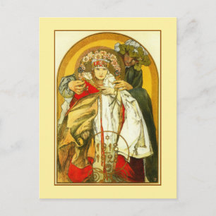 Art nouveau Alfons Mucha Tjeckiska republikens föd Vykort