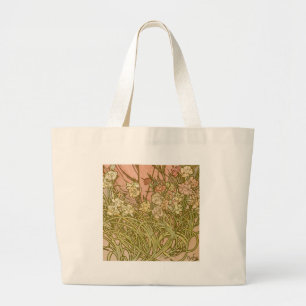 Art Nouveau Alfonse Mucha Blommande nejlikor blomm Jumbo Tygkasse