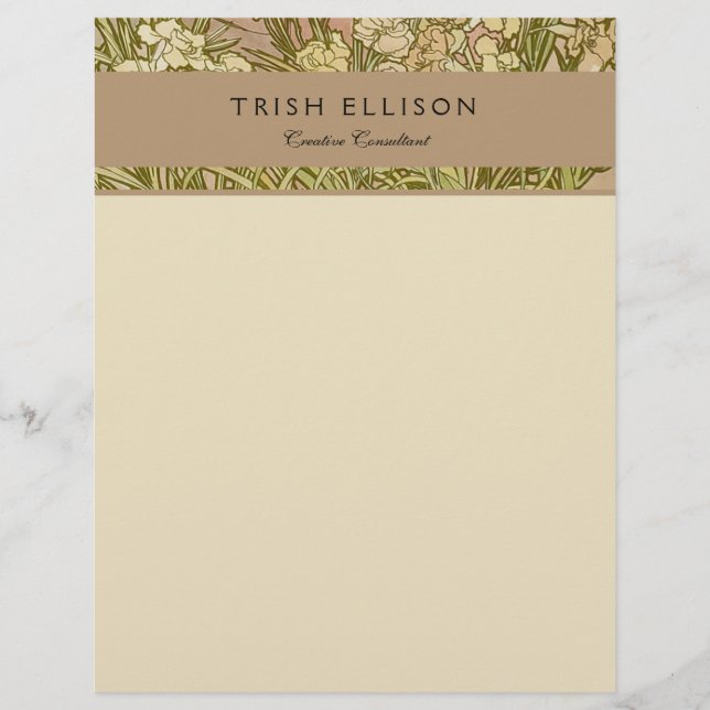 Art nouveau Alfonse Mucha Blommigt carnation blomm Brevhuvud (Framsida)