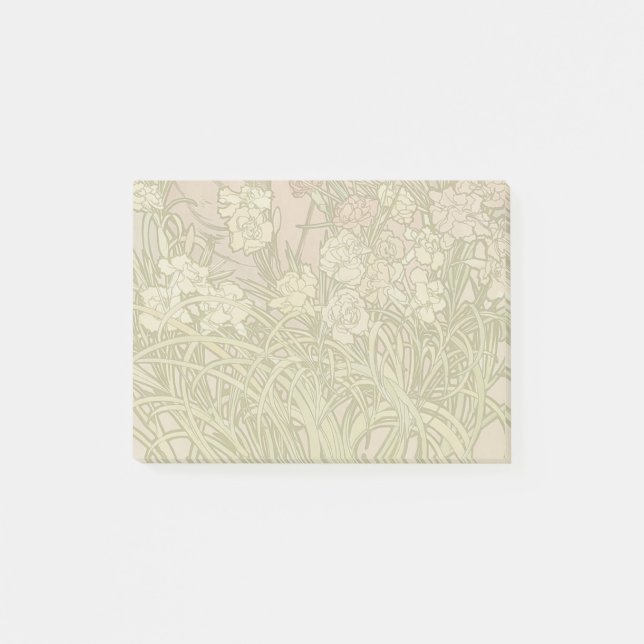 Art nouveau Alfonse Mucha Blommigt carnation blomm Post-it Block (Framsida)