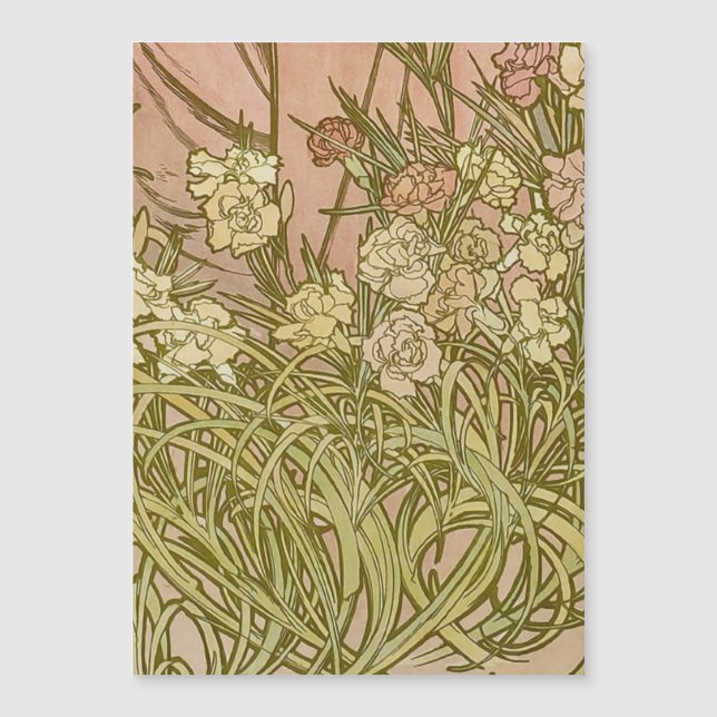 Art Nouveau Alfonse Mucha Blommor nejlikor (Framsida)