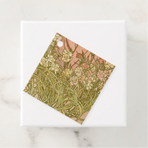 Art Nouveau Alfonse Mucha Blommor nejlikor blommor Gåvor Etiketter