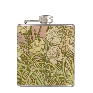 Art Nouveau Alfonse Mucha Blommor nejlikor Fickplunta