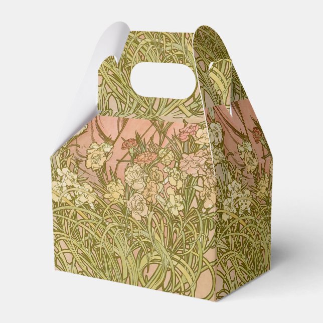 Art Nouveau Alfonse Mucha Blommor nejlikor Presentaskar (Framsidan Sidan)