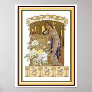 Art nouveau Alphonse Mucha Atomne 12 x 16 Wall Art Poster