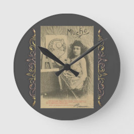 Art nouveau Alphonse mucha-bilmodell Rund Klocka