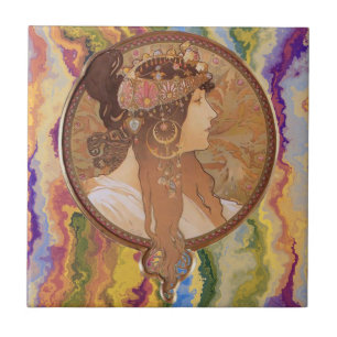 art nouveau - Alphonse Mucha Byzantine    Kakelplatta