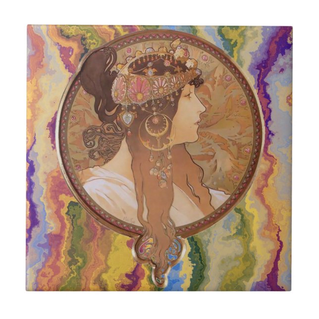 art nouveau - Alphonse Mucha Byzantine    Kakelplatta (Framsidan)