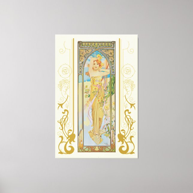 Art nouveau Alphonse Mucha, dagens ljusstyrka Canvastryck (Framsida)