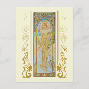 Art nouveau Alphonse Mucha, dagens ljusstyrka Inbjudan Vykort