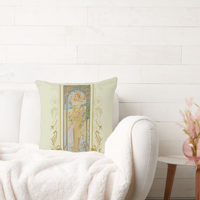 Art nouveau Alphonse Mucha - Dagens ljusstyrka Kudde (Soffa)