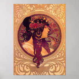 Art nouveau Alphonse Mucha Donna elegant kvinna Poster
