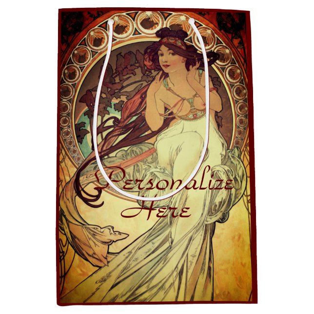 Art nouveau Alphonse Mucha elegant vintage kvinna (Framsidan)