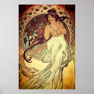 Art nouveau Alphonse Mucha elegant vintage kvinna Poster