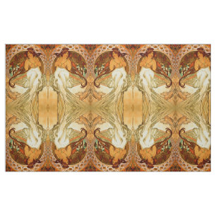 Art nouveau Alphonse Mucha elegant vintage kvinna Tyg