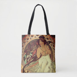 Art nouveau Alphonse Mucha elegant vintage kvinna Tygkasse