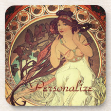 Art nouveau Alphonse Mucha elegant vintage kvinna