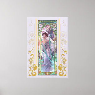 Art nouveau Alphonse Mucha Evening Contemplation Canvastryck