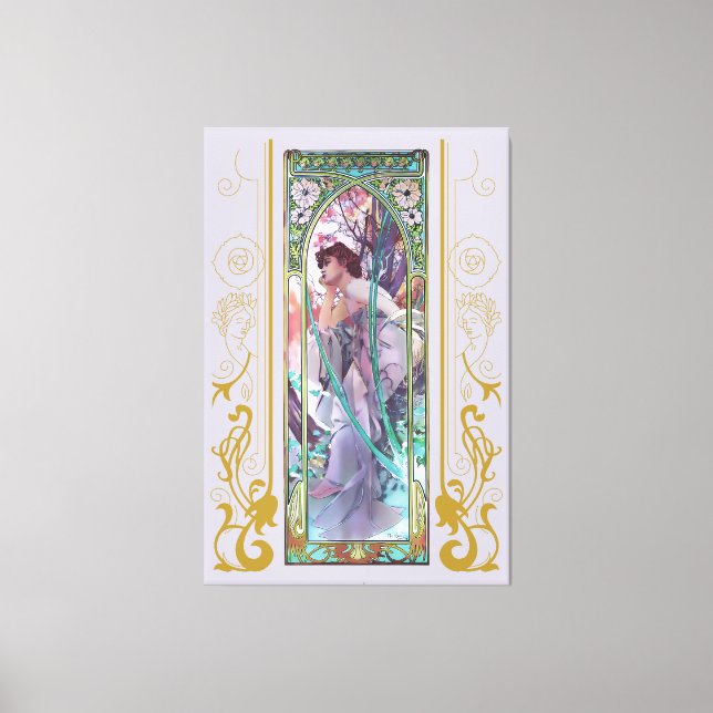 Art nouveau Alphonse Mucha Evening Contemplation Canvastryck (Framsida)