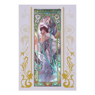 Art nouveau Alphonse Mucha Evening Contemplation Fototryck