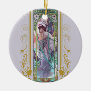 Art nouveau Alphonse Mucha Evening Contemplation Julgransprydnad Keramik