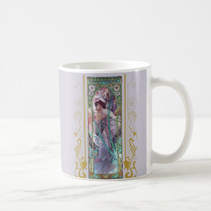 Art nouveau Alphonse Mucha Evening Contemplation Kaffemugg