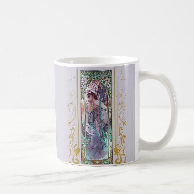 Art nouveau Alphonse Mucha Evening Contemplation Kaffemugg (Höger)