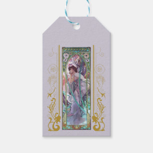 Art nouveau Alphonse Mucha Evening Contemplation Presentetikett