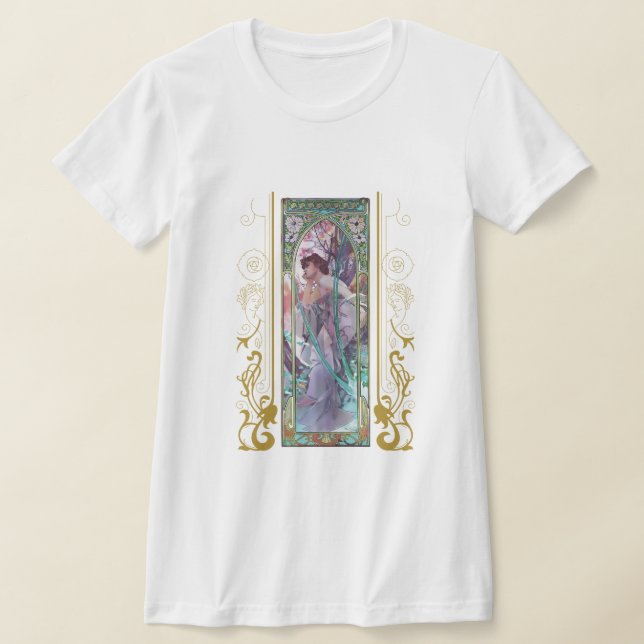 Art nouveau Alphonse Mucha Evening Contemplation T Shirt (Laydown)