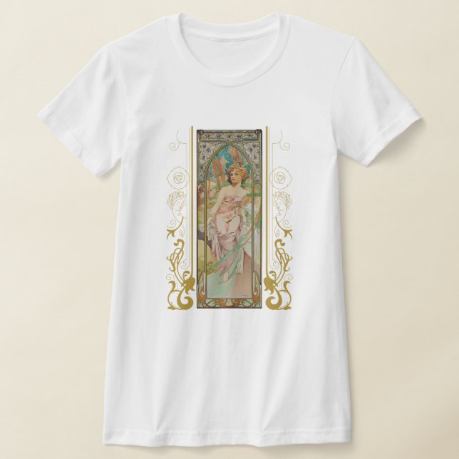 Art nouveau Alphonse Mucha - God morgon Awakening T Shirt (Laydown)