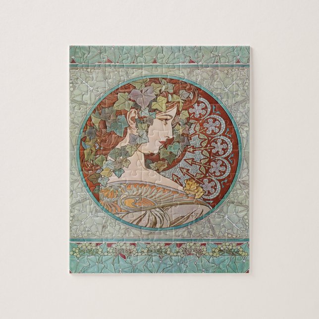 Art Nouveau Alphonse Mucha Ivy Girl Poster Pussel (Vertikal)