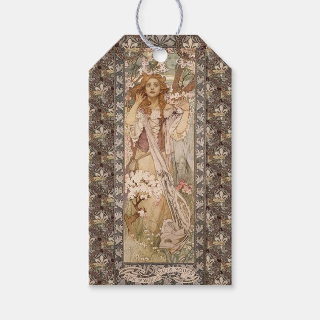 Art nouveau Alphonse Mucha Jeanne d'Arc Presentetikett (Framsidan)