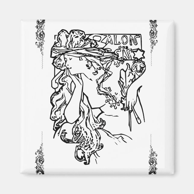 Art nouveau Alphonse Mucha magnet (Framsidan)