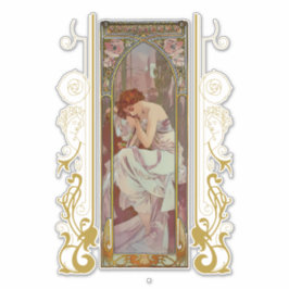 Art nouveau Alphonse Mucha Night's Rest Klistermärken