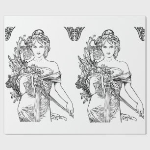 Art nouveau Alphonse Mucha omsluter pappert Presentpapper