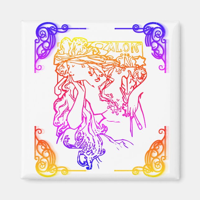 Art nouveau Alphonse Mucha (salon) Magnet (Framsidan)