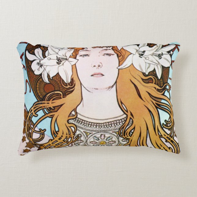 Art nouveau - Alphonse Mucha - Sarah Bernhardt Prydnadskudde (Framsidan)