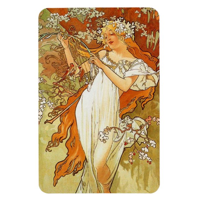 Art nouveau Alphonse Mucha Vår Magnet (Vertikal)