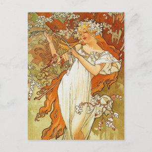 Art nouveau Alphonse Mucha Vår-vykort Vykort
