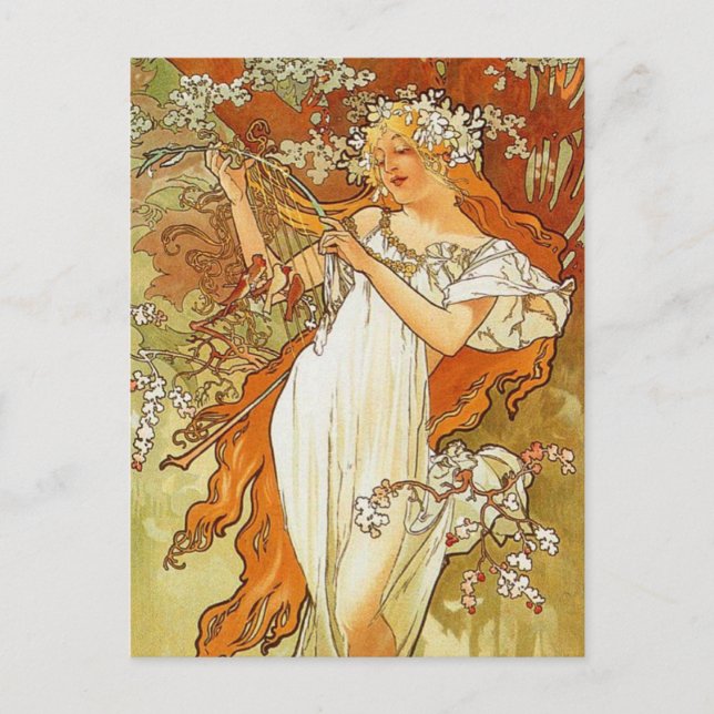 Art nouveau Alphonse Mucha Vår-vykort Vykort (Framsida)