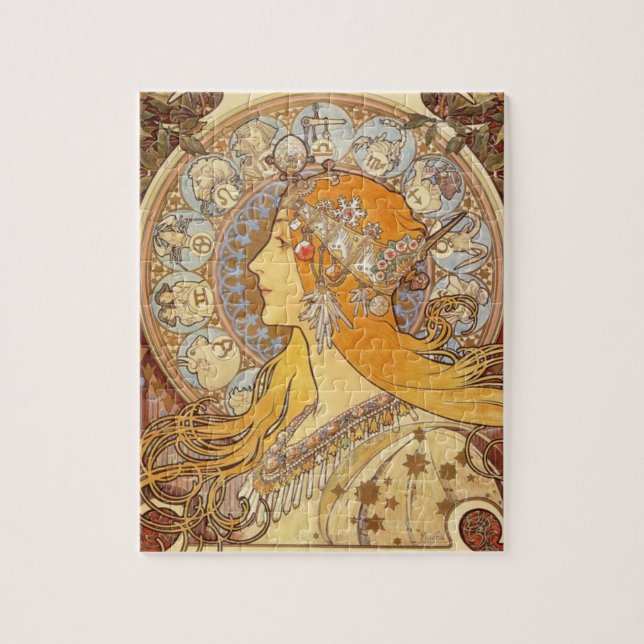 art nouveau Alphonse Mucha Zodiac Puzzle Pussel (Vertikal)