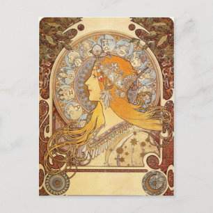 art nouveau Alphonse Mucha Zodiac-vykort Vykort